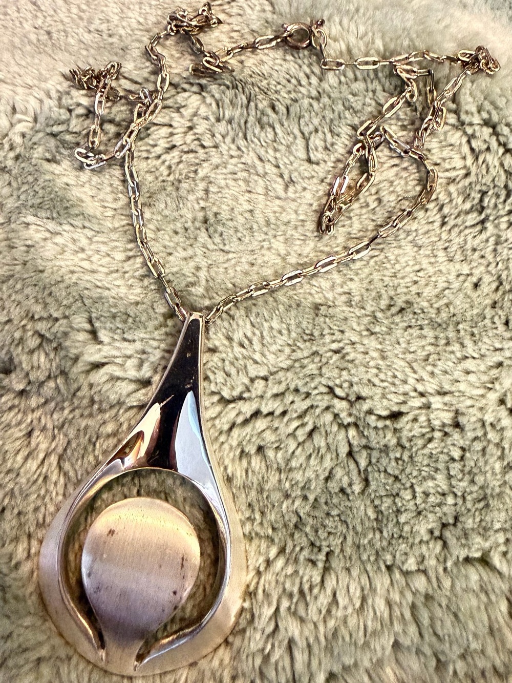 Vintage Modernist Mexico ROM 925 Sterling Silver Necklace & Pendant